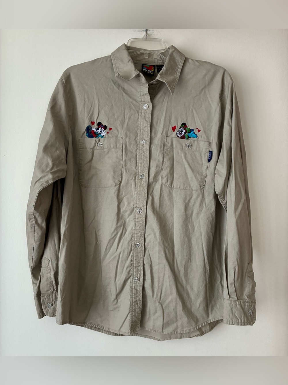 Vintage Mickey Unlimited by Jerry Leigh Khaki Shirt, Sz. M, Mickey & Minnie